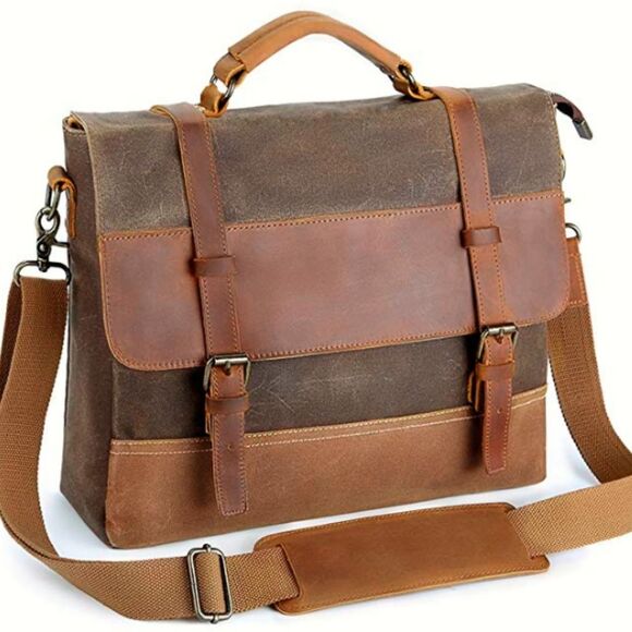 Leather laptop messenger bag Men's satchel BEAUTIFUL! - Picture 1 of 8